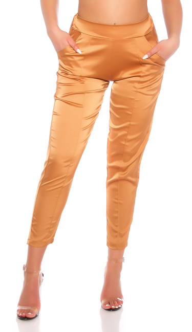 Trendy shimmery cloth pants Brown